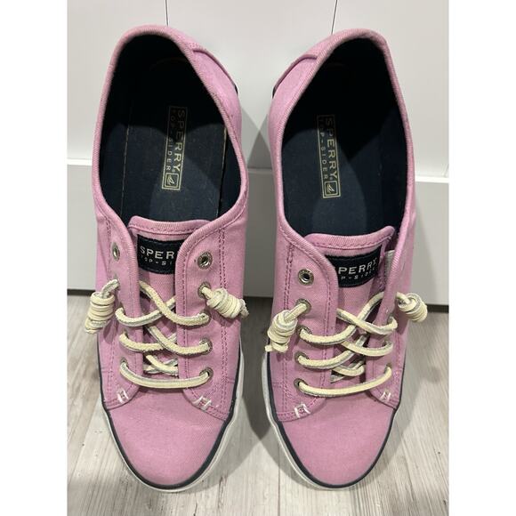 Sperry Top-Sider Women’s 9M Canvas Purple Slip On -Lace Up Casual Boat Sneakers - Picture 2 of 12